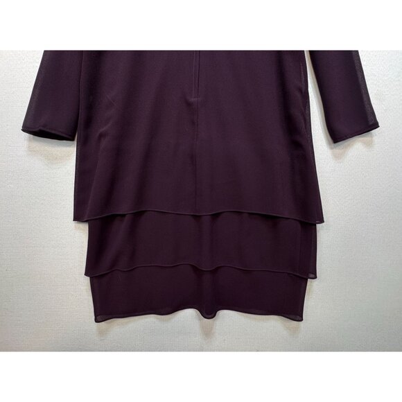 Patra Womens Tiered Chiffon Dress Size 12 Purple Beaded Evening Party Formal - Picture 14 of 15